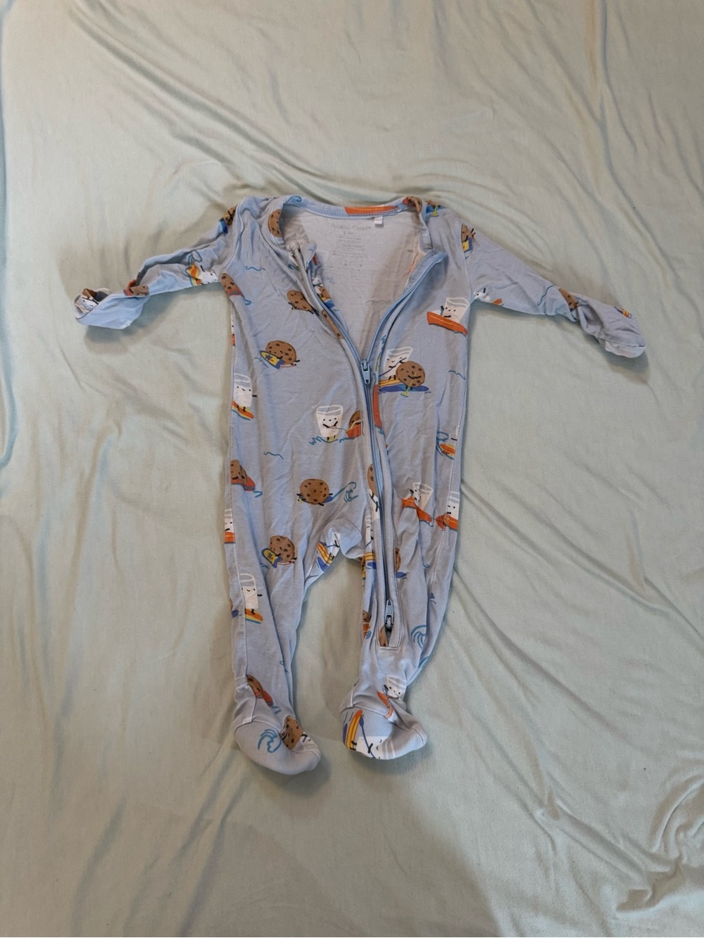 Angel Dear One-Piece Pajamas with Surfing Cookie & Milk Print